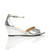 Right side view of Silver PU Low Mid Wedge Heel Ankle Strap Sandals