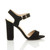 Right side view of Black Suede High Block Heel Sandals