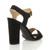 Back right side view of Black Suede High Block Heel Sandals