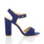 Right side view of Blue Suede High Block Heel Sandals