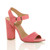 Front right side view of Coral Suede High Block Heel Sandals