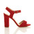 Right side view of Red Suede High Block Heel Sandals