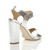 Back right side view of Silver PU High Block Heel Sandals
