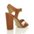 Back right side view of Tan PU High Block Heel Sandals