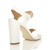 Back right side view of White PU High Block Heel Sandals