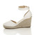 Left side view of White PU Mid Wedge Heel Buckle Ankle Strap Espadrille Sandals