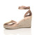 Left side view of Rose Gold PU Mid Wedge Heel Buckle Ankle Strap Espadrille Sandals