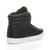 Back right side view of Black PU Flat Lace Up Hi-Top Trainers Ankle Boots