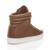 Back right side view of Tan PU Flat Lace Up Hi-Top Trainers Ankle Boots
