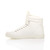 Left side view of White PU Flat Lace Up Hi-Top Trainers Ankle Boots