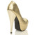 Back right side view of Gold Glitter High Heel Platform Peep Toe Court Shoes