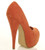 Back right side view of Orange Suede High Heel Platform Peep Toe Court Shoes