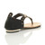 Back right side view of Black Gold Trim Rose Diamante T-Bar Stretch Sandals