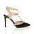 Right side view of Black Patent High Heel Punk Rock Studded T-Bar Strappy Pointed Shoes