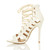 Left side view of White PU High Heel Strappy Lace Up Ghillie Sandals