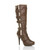 Front right side view of Tan PU High Heel Aviator Calf Boots