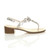 Right side view of Silver PU Low Block Heel Gem Diamante T-Bar Toe Post Sandals