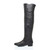 Left side view of Black PU Low Heel Chelsea Over The Knee Boots