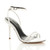 Front right side view of White PU High Heel Strappy Barely There Ankle Strap Stiletto Sandals