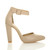 Right side view of Nude PU High Block Heel Ankle Strap Pointed Court Shoes
