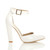 Right side view of White Patent High Block Heel Ankle Strap Pointed Court Shoes