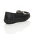 Back right side view of Black Low Heel Wedge Comfort Boat Shoes Loafers