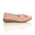 Right side view of Pink Low Heel Wedge Comfort Boat Shoes Loafers