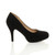 Right side view of Black Suede High Heel Platform Court Shoes Right side view of Black Suede High Heel Platform Court Shoes