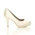 Right side view of Ivory Satin High Heel Platform Court Shoes Right side view of Ivory Satin High Heel Platform Court Shoes