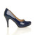 Right side view of Navy Patent High Heel Platform Court Shoes Right side view of Navy Patent High Heel Platform Court Shoes