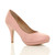 Front right side view of Baby Pink Suede High Heel Platform Court Shoes Front right side view of Baby Pink Suede High Heel Platform Court Shoes