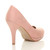 Back right side view of Baby Pink Suede High Heel Platform Court Shoes Back right side view of Baby Pink Suede High Heel Platform Court Shoes