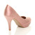 Back right side view of Champagne Pink Satin High Heel Platform Court Shoes Back right side view of Champagne Pink Satin High Heel Platform Court Shoes