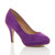 Front right side view of Purple Suede High Heel Platform Court Shoes Front right side view of Purple Suede High Heel Platform Court Shoes
