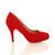 Right side view of Red Suede High Heel Platform Court Shoes Right side view of Red Suede High Heel Platform Court Shoes