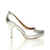 Right side view of Silver PU High Heel Platform Court Shoes Right side view of Silver PU High Heel Platform Court Shoes