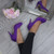 Model wearing Purple Suede High Heel Platform Court Shoes Model wearing Purple Suede High Heel Platform Court Shoes