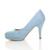 Left side view of Pale Blue Suede High Heel Platform Court Shoes Left side view of Pale Blue Suede High Heel Platform Court Shoes