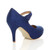 Back right side view of Cobalt Blue Suede High Heel Platform Mary Jane Court Shoes