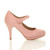 Right side view of Baby Pink Suede High Heel Platform Mary Jane Court Shoes