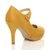 Back right side view of Mustard Suede High Heel Platform Mary Jane Court Shoes