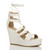 Front right side view of White PU High Heel Wedge Lace Up Ghillie Sandals Front right side view of White PU High Heel Wedge Lace Up Ghillie Sandals