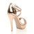 Back right side view of Rose Gold Mirror Rose Gold Diamante PU High Heel Crossed Straps Platform Sandals