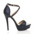 Right side view of Navy PU High Heel Crossed Straps Platform Sandals