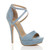 Front right side view of Pale Blue Suede High Heel Crossed Straps Platform Sandals