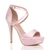 Front right side view of Baby Pink Satin High Heel Crossed Straps Platform Sandals