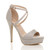 Front right side view of Grey Suede High Heel Crossed Straps Platform Sandals