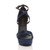 Front view of Navy Satin High Heel Crossed Straps Platform Sandals