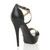 Back right side view of Black PU High Heel Crossed Straps Platform Sandals