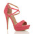 Front right side view of Coral Suede High Heel Crossed Straps Platform Sandals